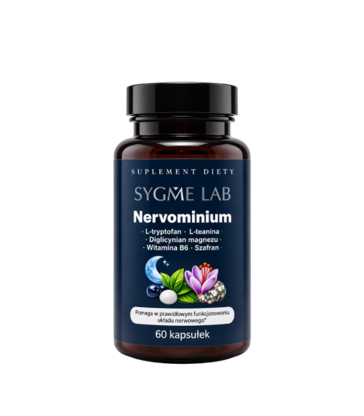 Untitled design(3) SYGME LAB Nervominium L-tryptofan L-teanina Diglicynian Magnezu Witamina B6 Szafran 60 kaps. - obrazek 1